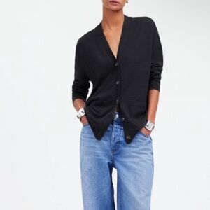 NWT Madewell Black Merino Wool Cardigan XXS